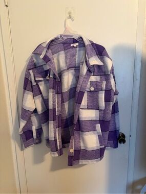 Maurices Purple and White Plaid Jacket